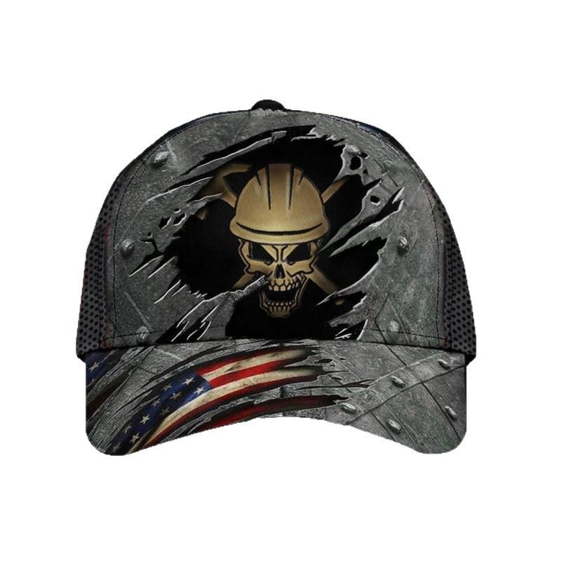 Casquette de baseball à imprimé D POD crâne casquette rétro européenne et américaine personnalisée chapeau de soleil