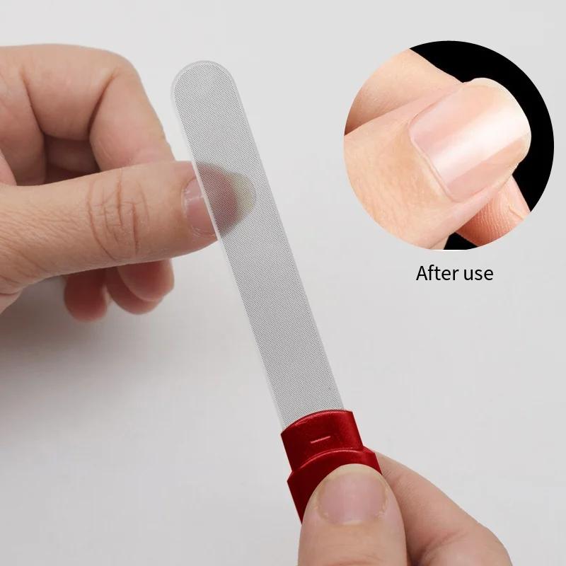 Portable Nail File Glass Buffer Crystal Fingernail Shaper Manicure Tool Double Sided Durable Polishing Strip Ergonomic Handle