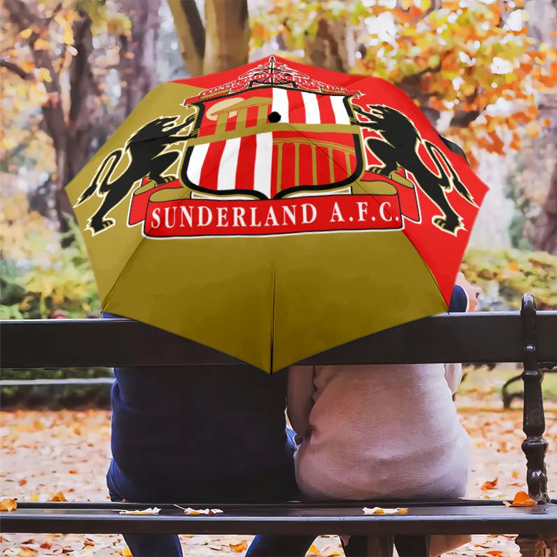 1 PC Automatic Folding Umbrella - Sunderland Afc Pattern Portable Foldable Design With 8 Ribs Christmas Birthday Gifts