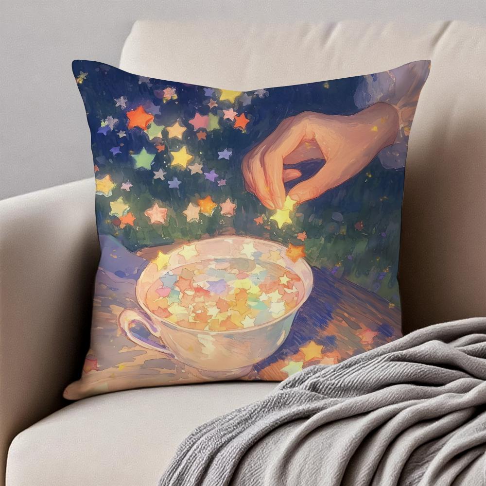 LLovely atmospheric vibe Cushion Cover Pillowcase Antidustmite Invisible Zipper Short Plush Sofa Cushion