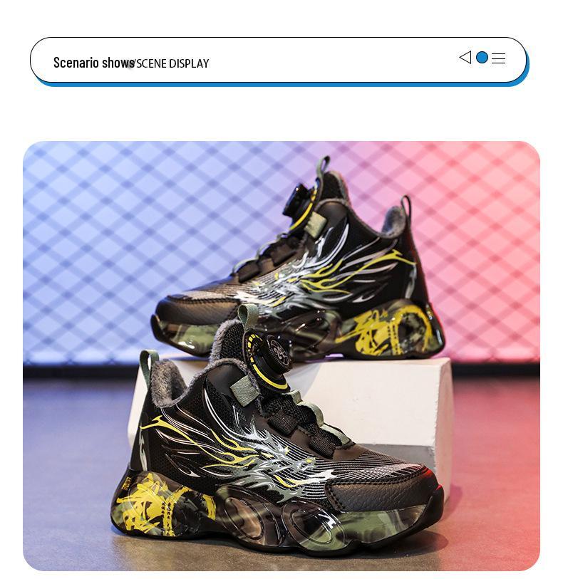 Nuove Scarpe Sportive Invernali per Ragazzi 2025 con Bottone Rotante e Doppio Velluto di Cotone