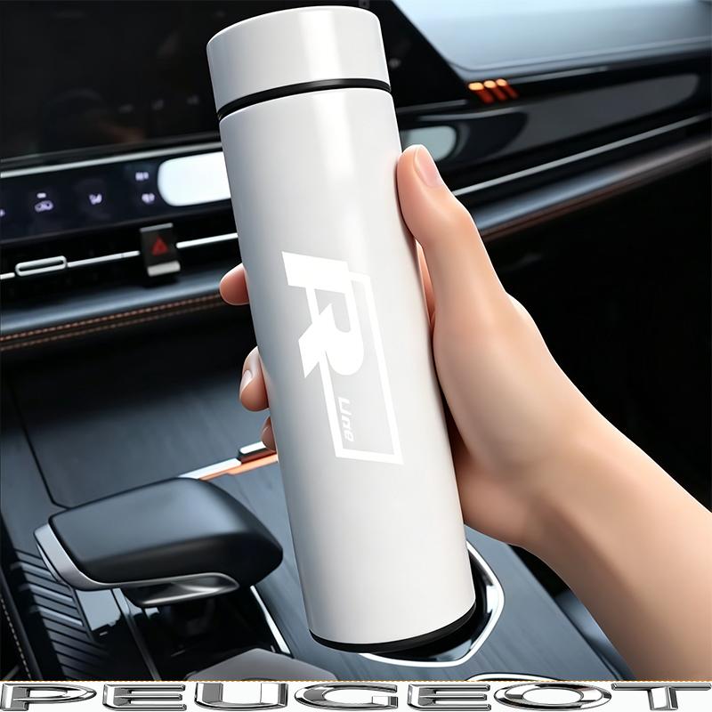 500ml Portable Car Logo Intelligent Stainless Steel Thermos Bottle For VW GTI Polo Golf Passat Jetta Beetle T-ROC Taigo Hub Cap