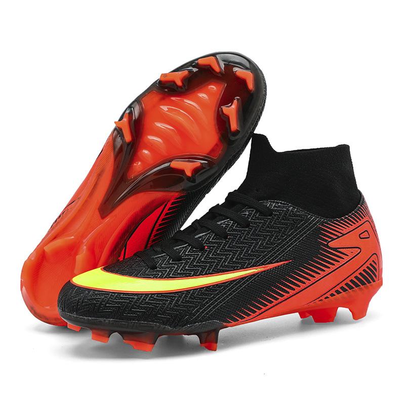New high-top football shoes, youth and students artificial grass sports training shoes, men's and women's long broken nail sneakers