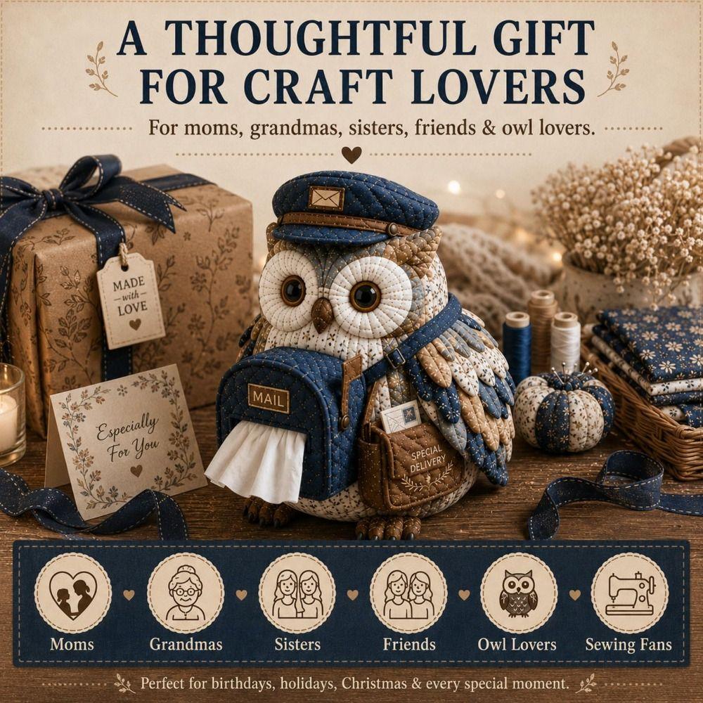 Quilted Quilted Tissue Box Owl Shape Patchwork Animal Kit New DIY Sewing Kit Craft Project