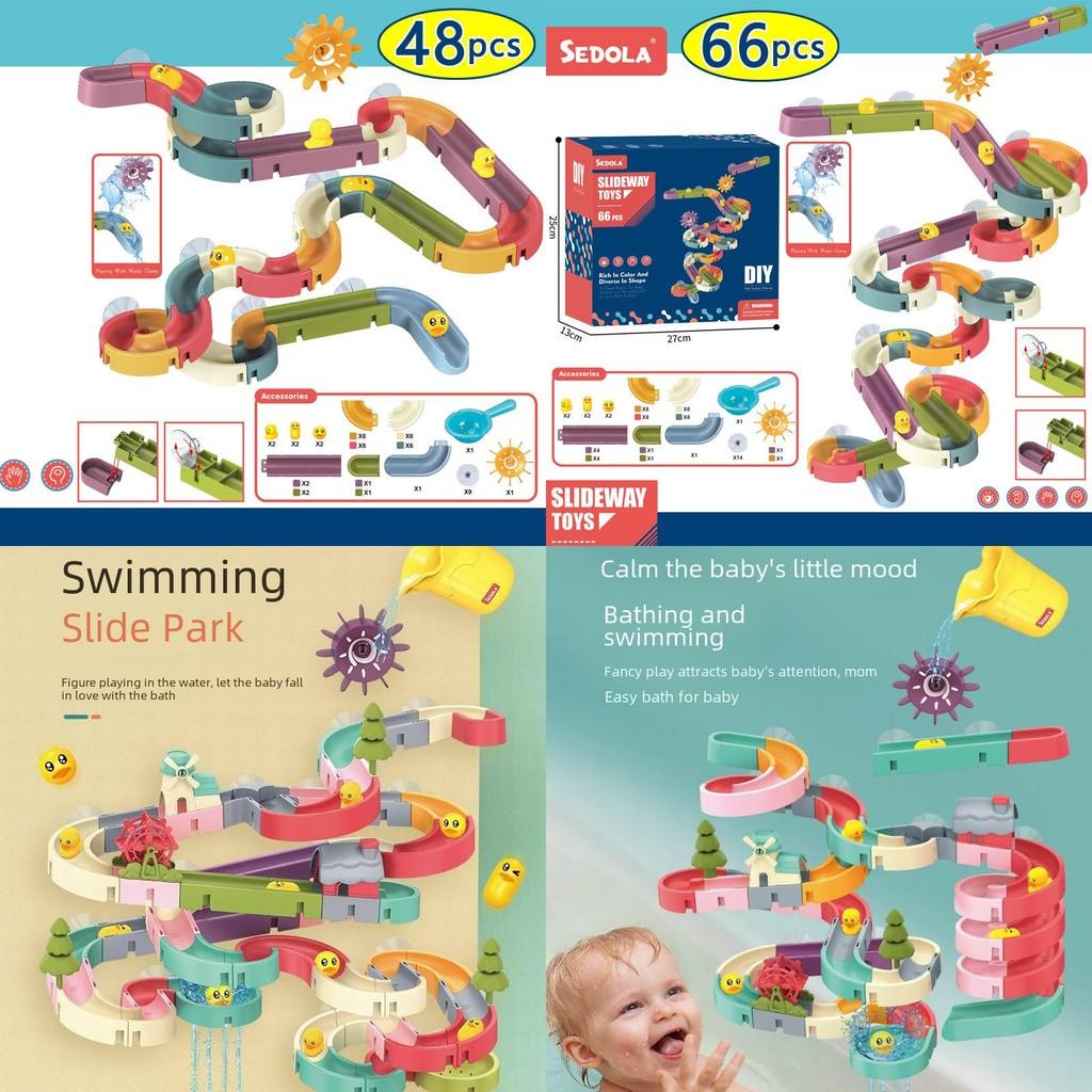 Bathroom Kids Water Slide Wall Track Toy Set With Diy Construction For Sensory Play And Parentchild Interaction