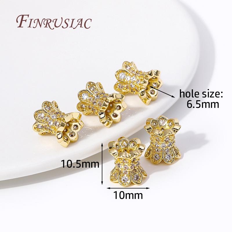 

Металлические бусины-разделители с инкрустацией цирконом, покрытые 18-каратным золотом, Двусторонние колпачки для бусин, Для DIY, изготовления бус, ювелирных изделий, фурнитура 1 Pieces