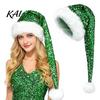 Santa Claus Hat Christmas for Adults, Thicken Soft Velvet Xmas with Sequin Gift Decoration, Long Holiday Party Cosplay Costume Accessories Halloween