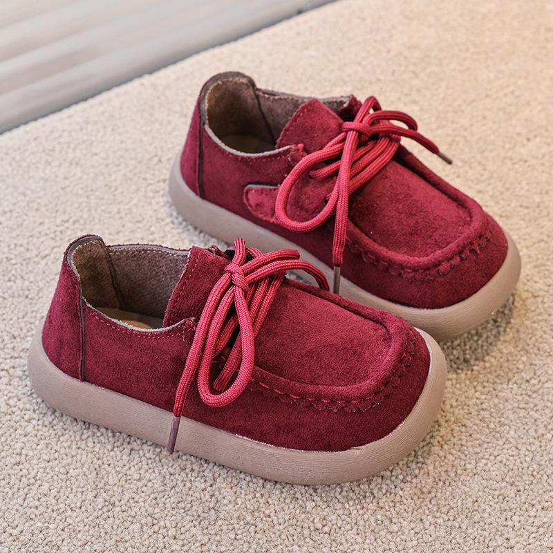 

Kids Suede Lace Up Casual Soft Sole Loafers 26 червоний