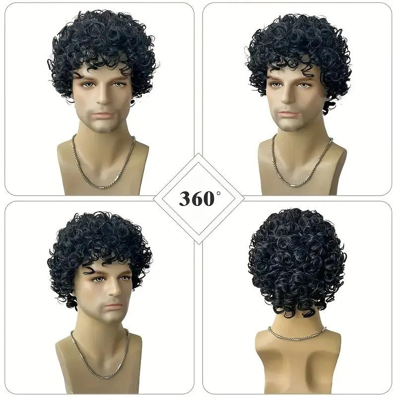 Synthetic Short Wig for Men Wig Ombre Man Wig Afro Bob Hair Rock Cosplay