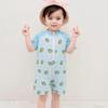 Breathable Baby Swimwear Set with Swim Hat Fast Drying Short Sleeve Zipper Bathing Suit Sun Blocking Design  Blue 100-120