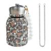 300ml Luxus Strass Edelstahl Isolierbecher Funkelnd Tragbar Perlenkette Wasserflasche Tragbar Reise Vakuumflaschen