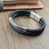Stainless Steel Cross Men's Leather Bracelet Black Bracelet Jewelry Birthday Gift Bangles Handmade Jewelry Accessories Wholesale