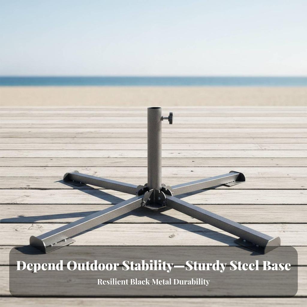 Foldable Umbrella Base Portable Steel Sunshade Stand Heavy Duty for Patio, Beach