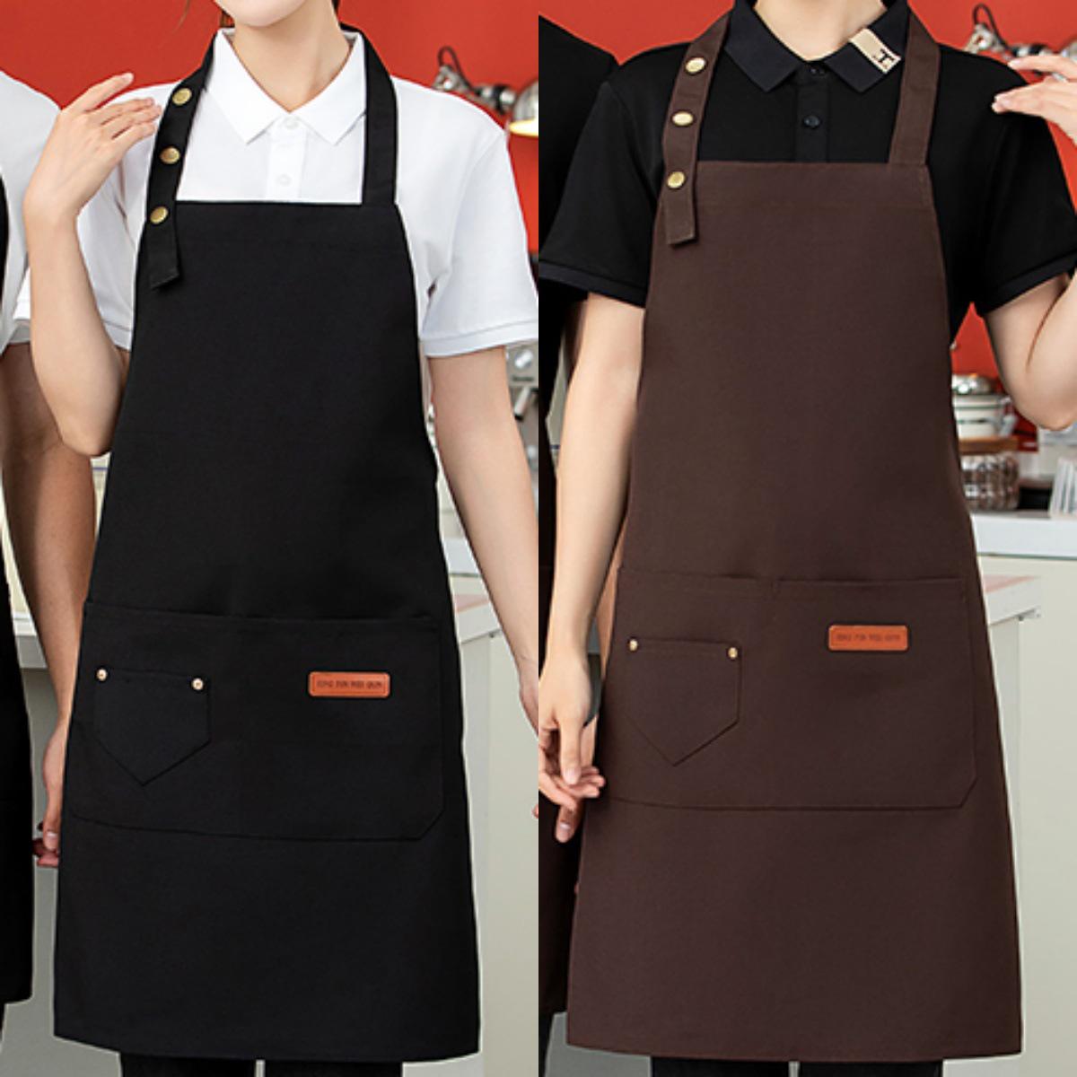Custom Logo Canvas Apron for Coffee, Milk Tea Shop, Women s Waiter Uniform