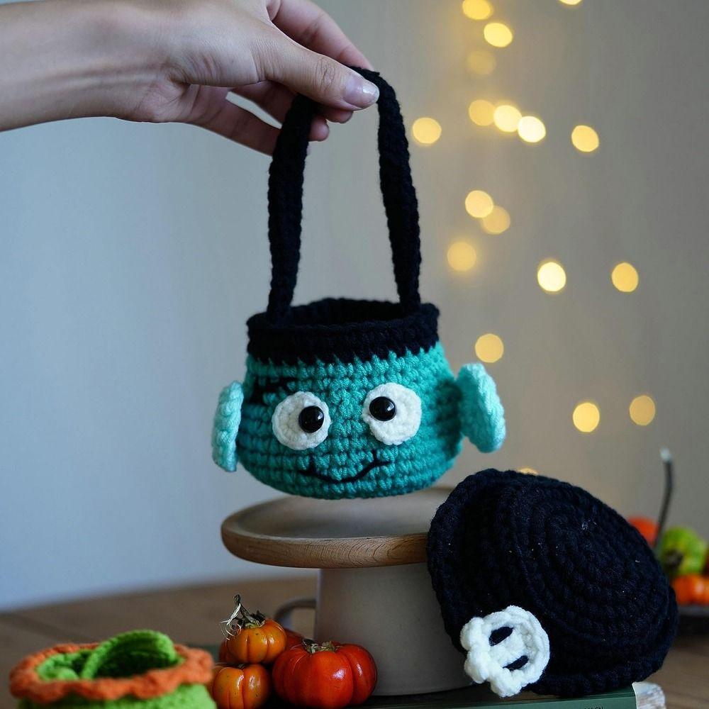 Creative Halloween Thread Crochet Material Little Green Doll Beginner Crochet Kit  Beginners