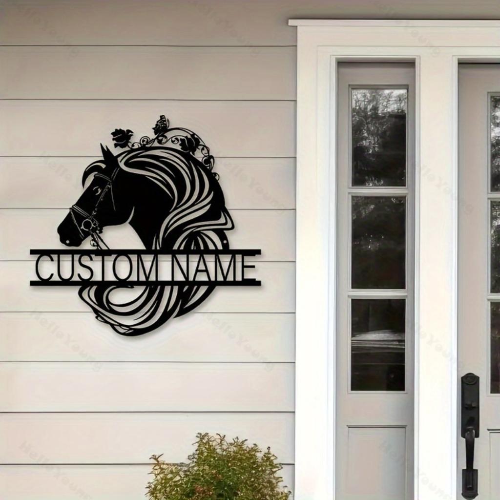 Horse Head Metal Wall Art Custom Name Sign Farmhouse Porch Decor