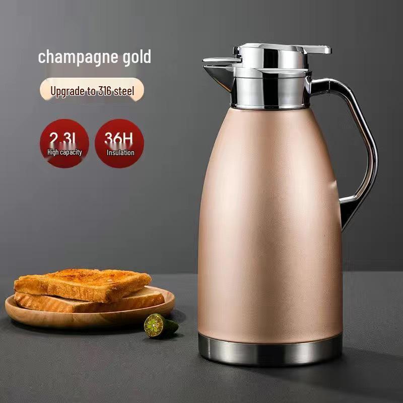 Large Capacity Stainless Steel Thermos Pot - Long-Lasting Hot Water and Boiling Bottle for Home or Restaurant Use.