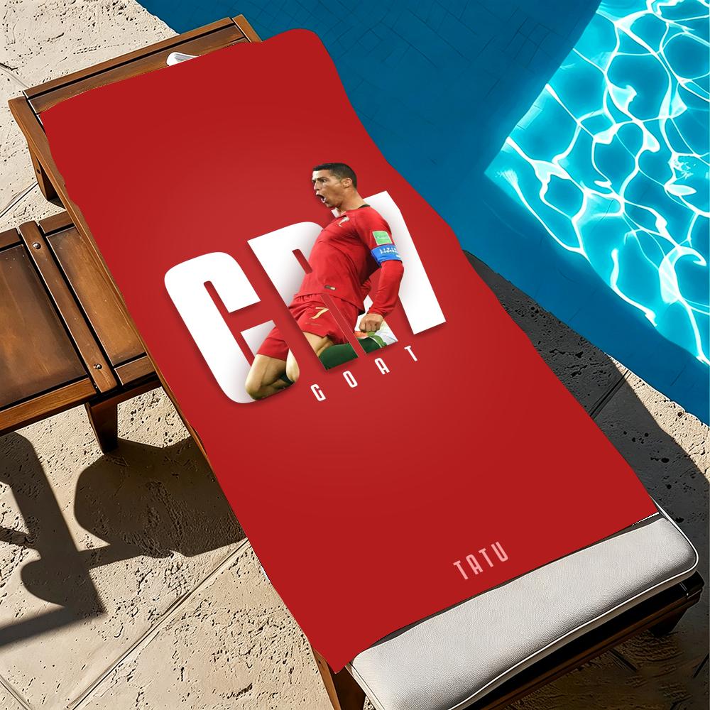 Asciugamano da Spiaggia in Microfibra Calcio C-Cristianos R-Ronaldoo C-Cr-R7, Asciugatura Rapida, Senza Sabbia, Fibra Ultrafine, Super Morbido.