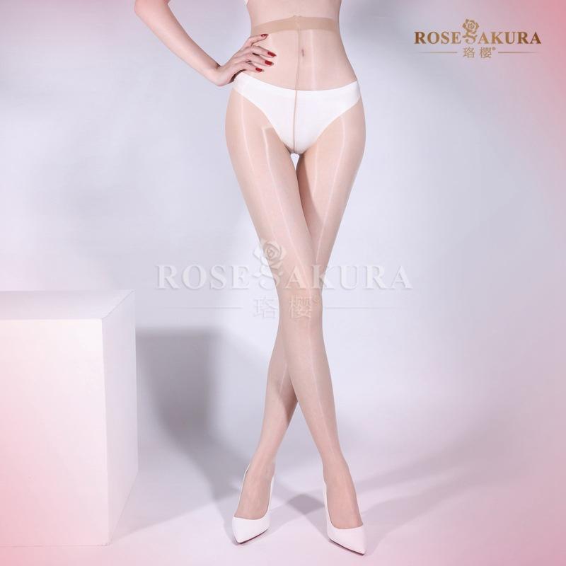 5D Sexy Aurora Oily One-Line Crotch Stockings Silky Smooth Crotchless Pantyhose Ultra-Thin Women Summer Fashion Ol Jk Ootd