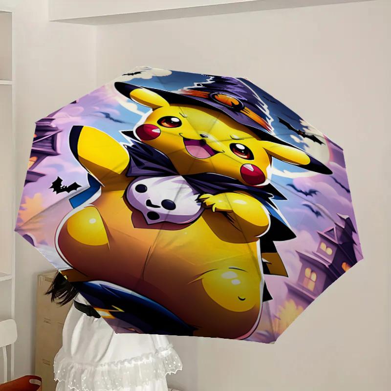 1pc Halloween Pikachu Automatic Folding Umbrella] Durable Iron Frame & Rod, Portable Folding, Makes a Great Holiday Gift yy251016282