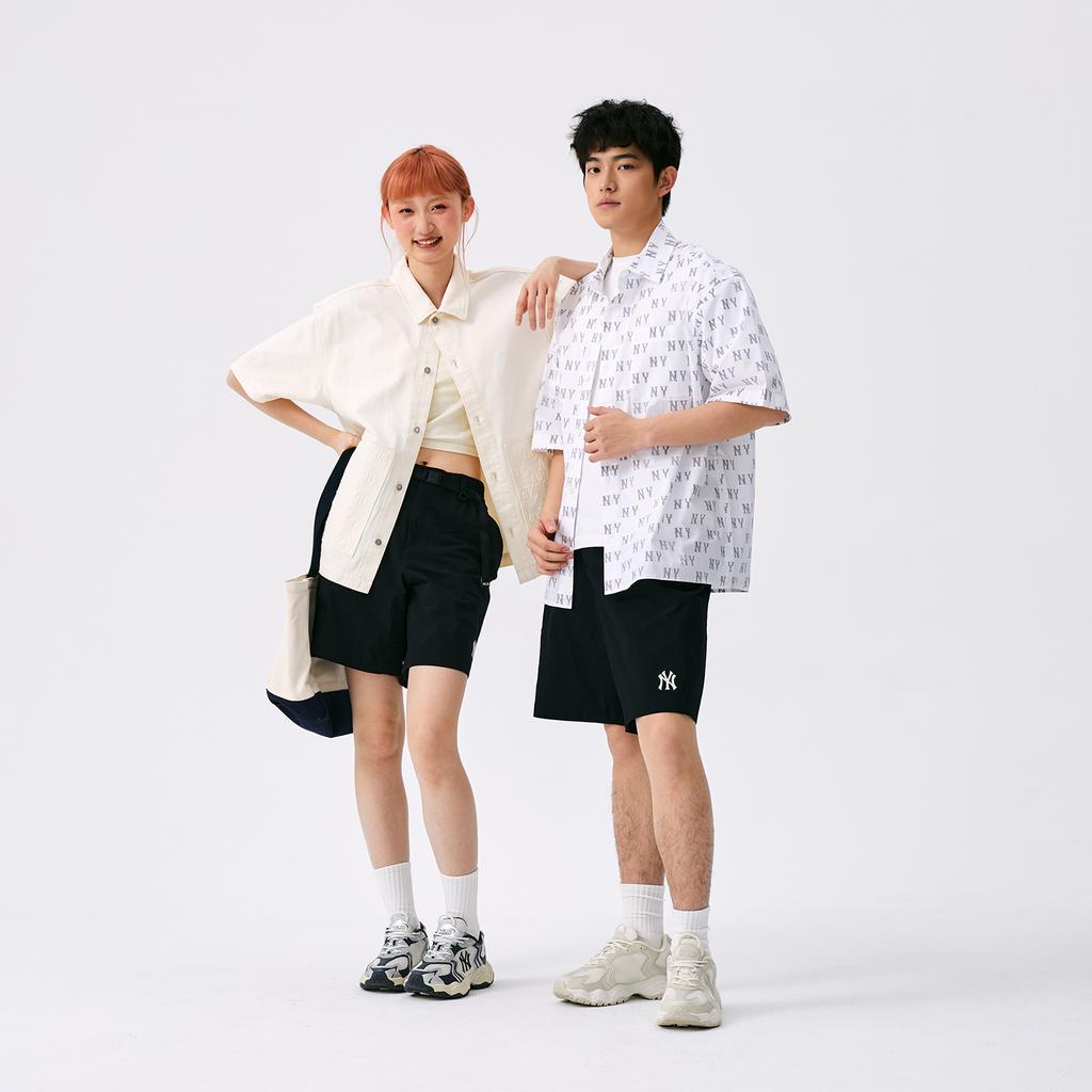 New MLB New York Yankees Anti Slip Wear Resistant Low Top Chunky Sneakers Unisex Ivory 3ASHW075N-50CRS