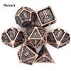 7 Stuks Zwart Koperen Schedel Metalen Dobbelstenen Massief Metaal Polyhedrale Dobbelstenen Set Geschikt voor Role-Playing RPG Bordspel Kaartspel