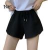 Comfortable Daily Wear Shorts Women Summer Drawstring High Elastic Waist Solid Color A-line Elegant Soft Breathable Thin Loose Beach Sports Jogging