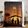 Nativity Scene with Starry Night Patterned Flannel Blanket Perfect for the Bedroom Living Room, Sofa, or a Little Nap