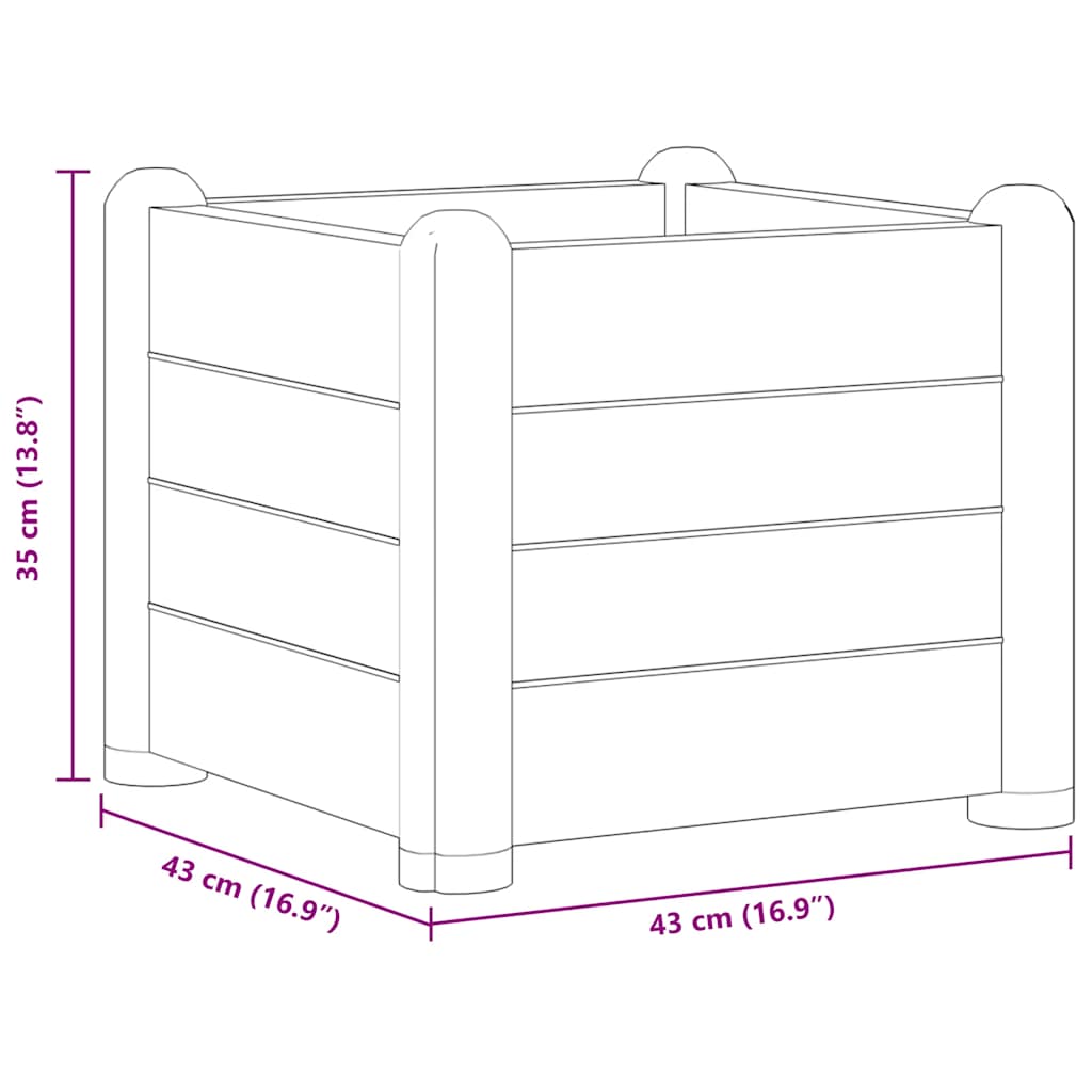 Garden Raised Bed PP Stone Grey 43 X 43 X 35 Cm