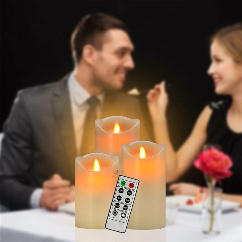 LED-Kerzen ohne Flamme, batteriebetrieben, LED-Säulen, echtes Wachs & beweglicher Docht, flackernde Kerze mit Fernbedienung