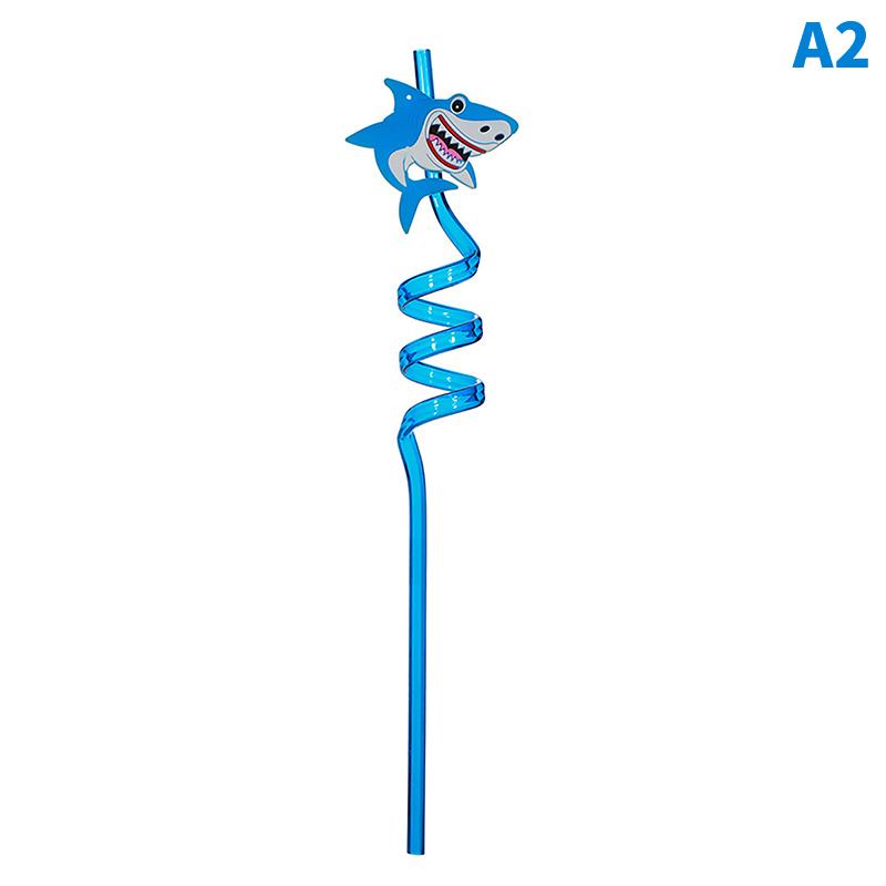 Summer Cartoon Creative Plastic Straw Marine Animal Curved Straw Kids