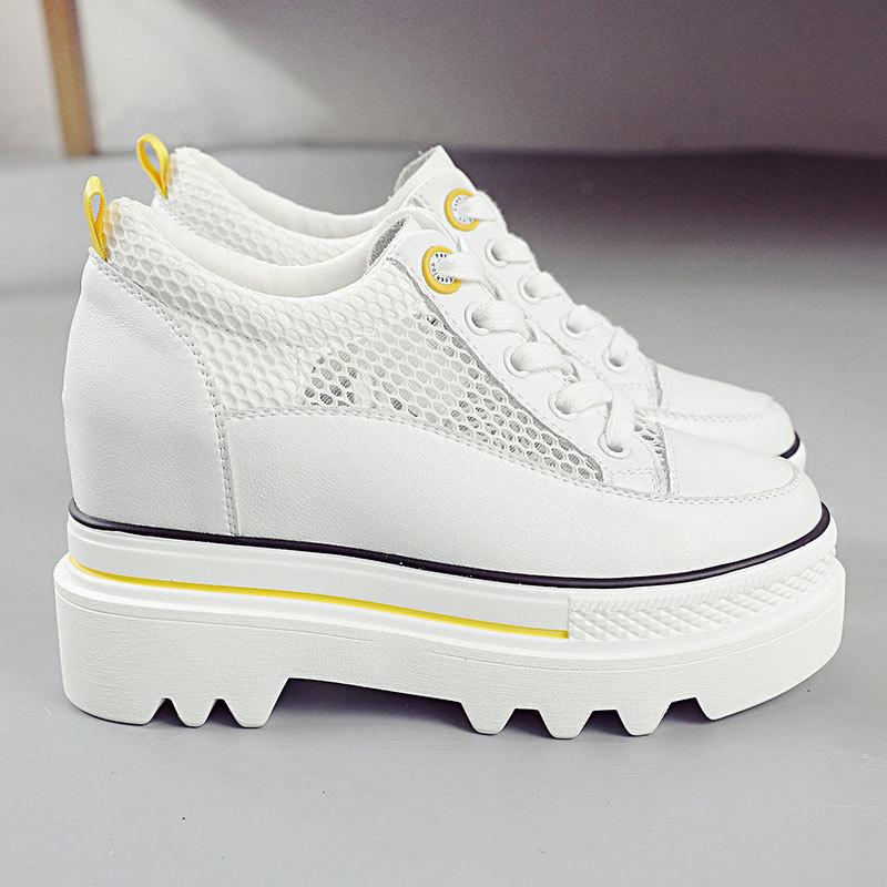 5CM Thick Bottom Mesh Breathable Women's Autumn Solid Color Sports Shoes Casual Running Sports Shoes Outdoor Women's Shoes 34-40