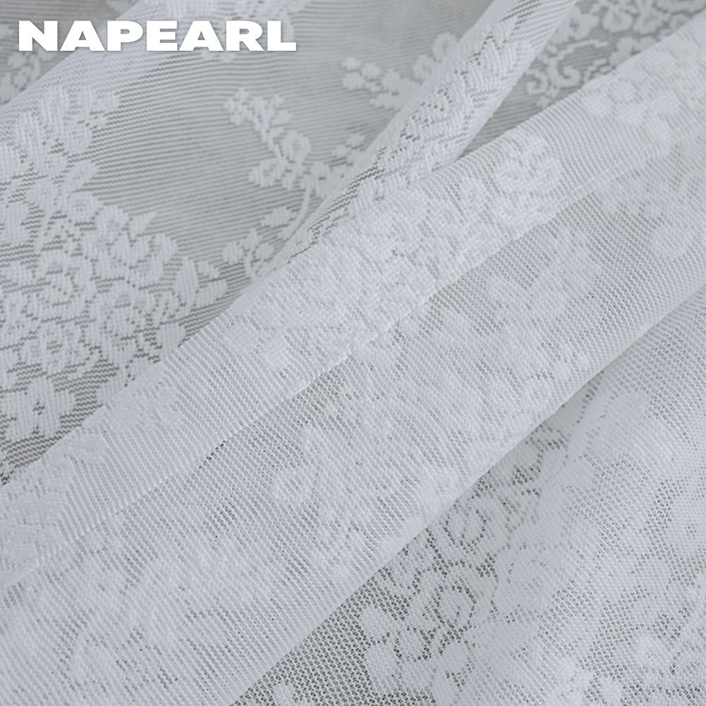 1PC NAPEARL Blanc Dentelle Tricoté Petit Rideau En Mousseline De Soie Florale pour Salon Chambre Balcon Décoration De La Maison