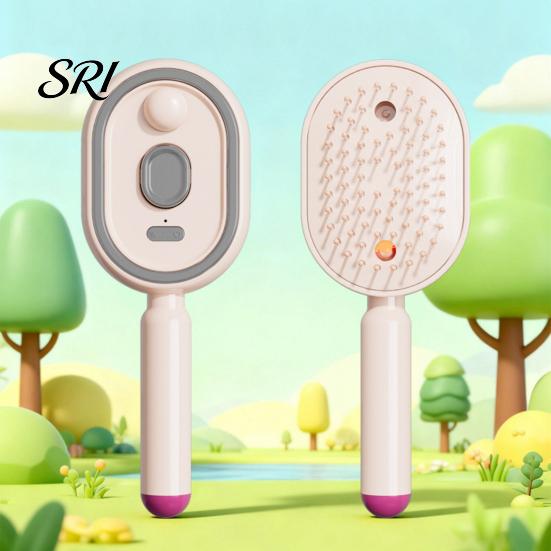 Spazzola per Capelli Lisciante Elettrica con Spruzzo ad Aria e Cuscino d'Aria 2-in-1 Nebulizzante con Facile Utilizzo Acqua Riduce l'Effetto Crespo Antistatico Ritrattile Vapore Massaggio Pettine