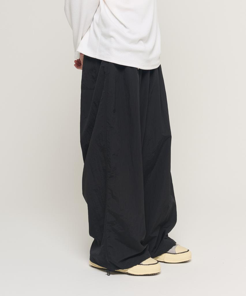 CARGOBROS Nylon Loop String Wide Pants (Black)
