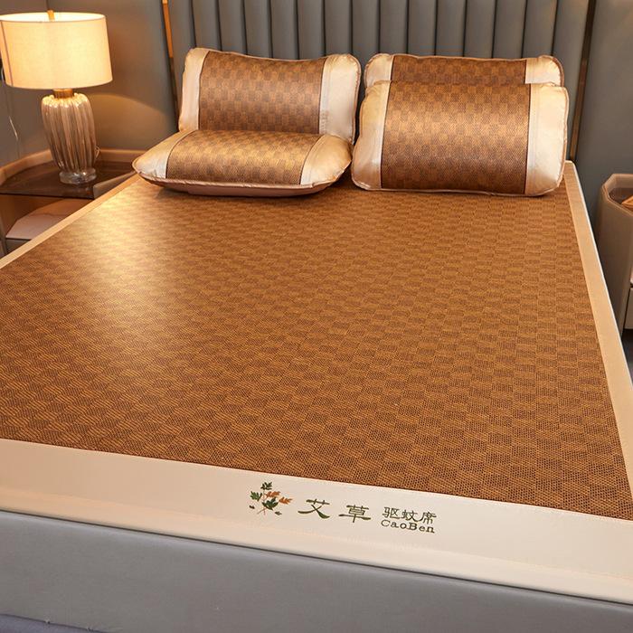 Summer Artemisia Rattan Three-Piece Foldable Double Bed Mat Set