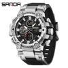SANDA 3369 Luxury Fashion Men's Electronic Watch Sport Multi Functional Waterproof Night Light Men's Electronic Watch