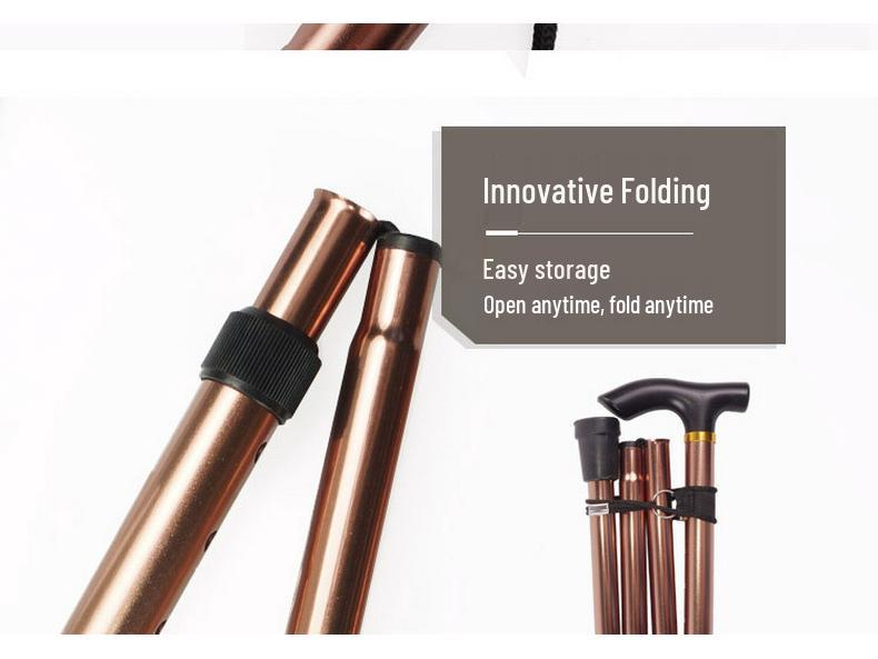 Outdoor Folding Telescopic Trekking Pole - Five-Section Walking Stick for Elderly