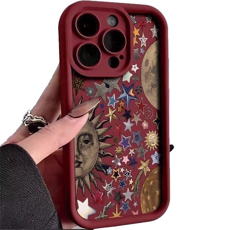 Personalized Star and Moon Applicable Iphone16pro Mobile Phone Case Apple 15 Europe, America and 14 Foreign Trade 13promax New 12x