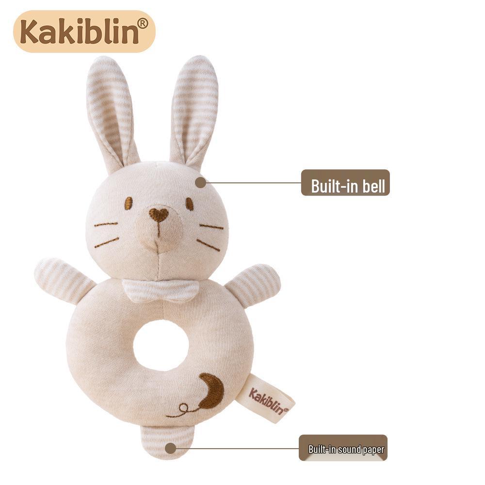Natural Cotton Baby Rattle Teether Ring - Newborn Soothing Toy