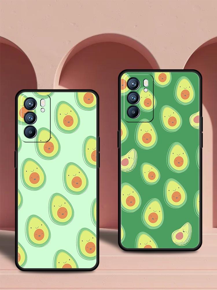 Cute Avocado Phone Case For Oppo Reno 13 12 11 10 7 F Find X5 X6 A98 A80 A79 A78 A57 A54 A31 A17 Pro 5G Soft TPU Cover Funda Bag