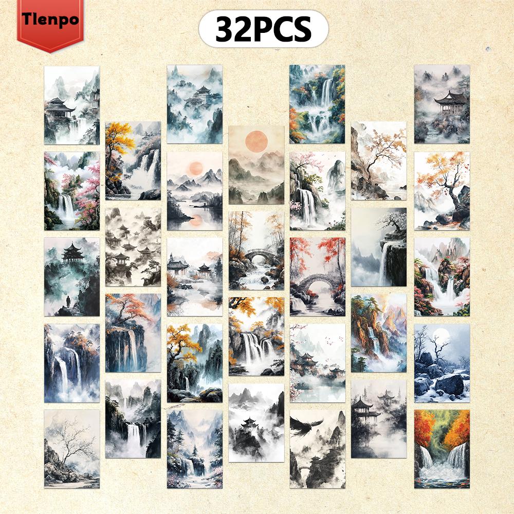 

32 шт., пейзажные открытки в старинном стиле, наклейки на стену, почтовые карточки, поздравительные открытки, открытки для DIY, сувенирные открытки, декор