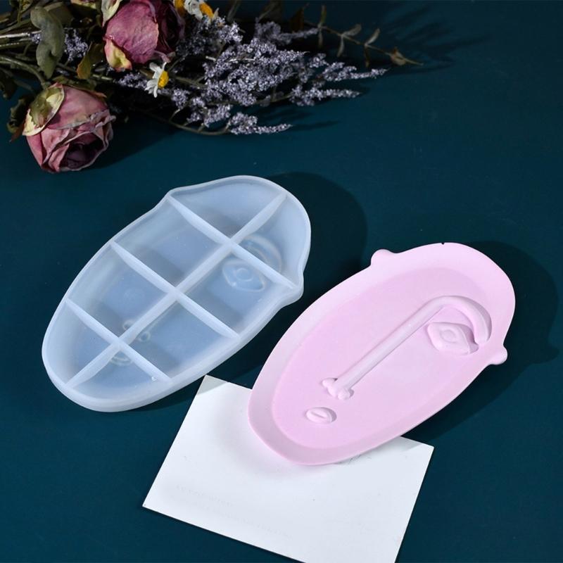 Flexible Silicone Resin Mold for Dish Epoxy Abstract Face Shaped Tray Making Mould Creative Storage Plate Mould
