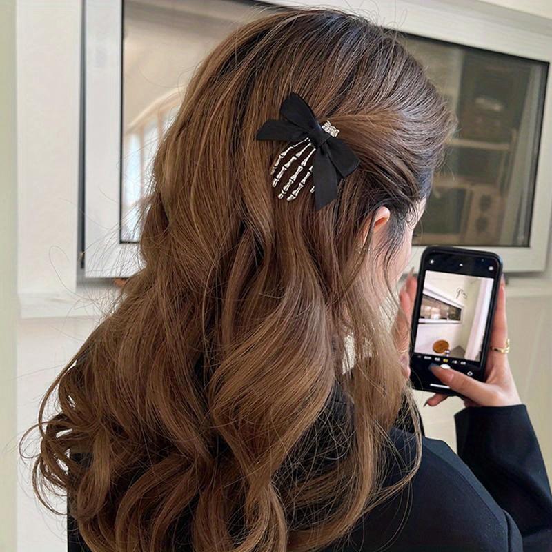 Halloween Bow Skull Clip Skeleton Ghost Hand Bone Hairpin Vintage Punk Gothic Personality Women Girls Hairclips Hair Accessories