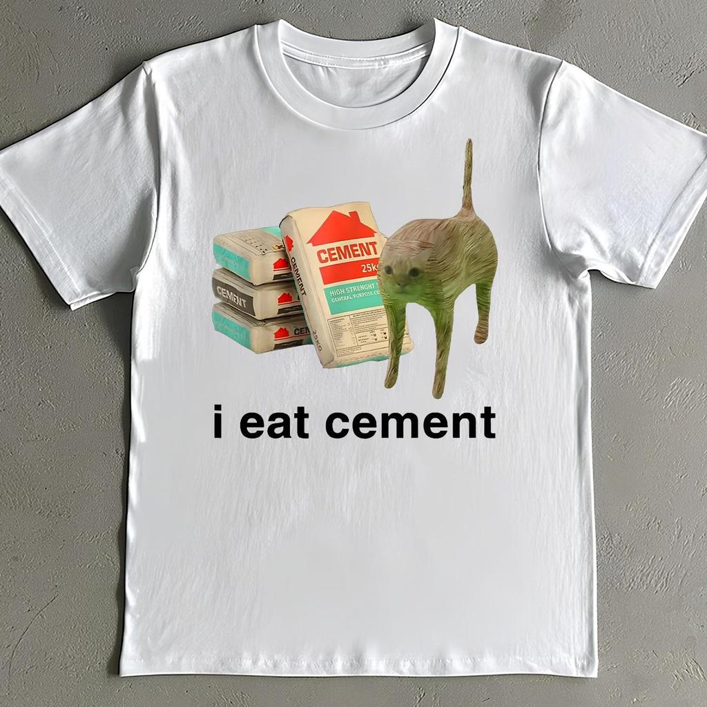Ich esse Zement Shirt - Lustiges verfluchtes Katzen Meme T-Shirt - Weirdcore Tee