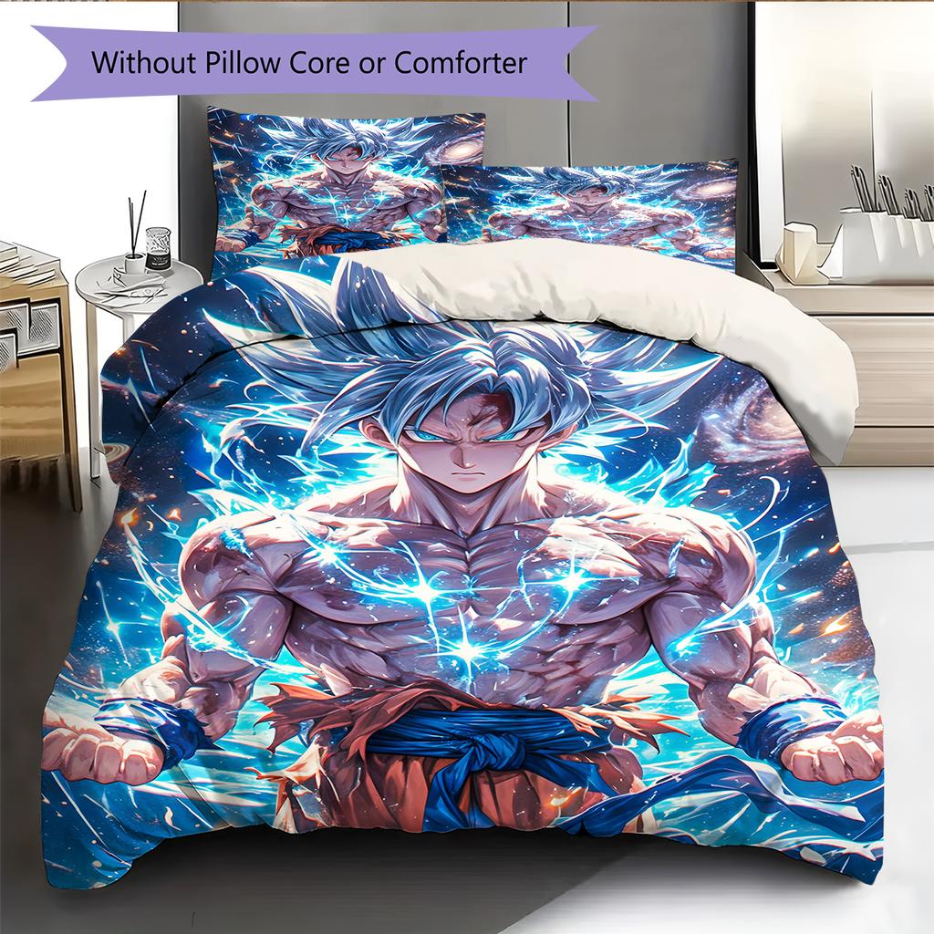 Son Goku Vzor Dragon Ball Povlečení Domácí Dekorace Narozeninový Dárek (1 * povlak na peřinu + 2 * povlak na polštář, bez jádra)