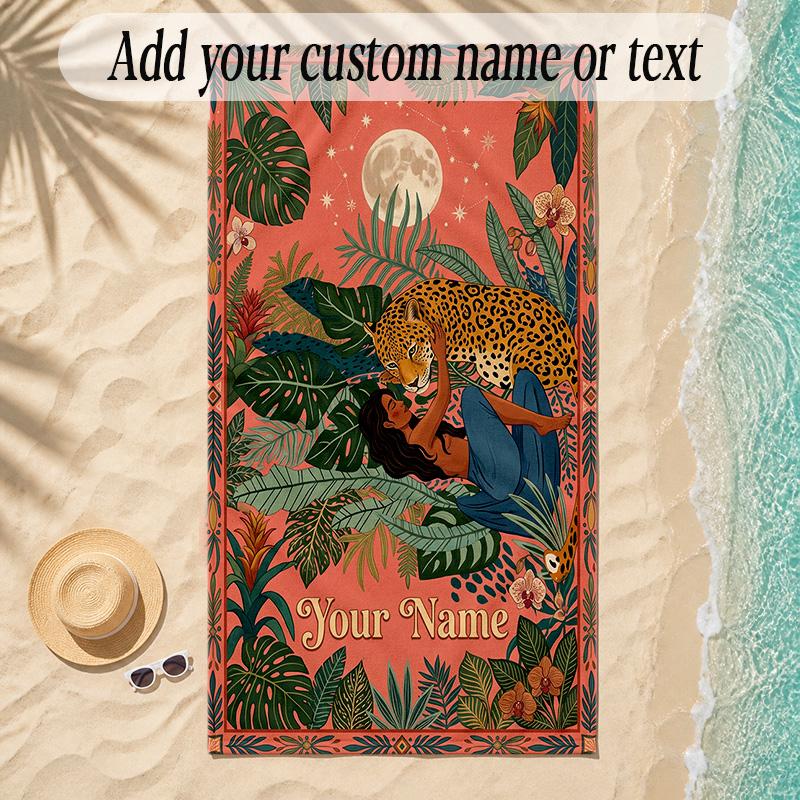 Cosmic Theme Soft Beach Towel Personalized Custom Name Text Towel Portable for Beach Pool Travel