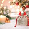 2Pcs Christmas Candy Gift Bag Velvet Santa Drawstring Gift Bags Christmas Decoration Kids New Year Party Gift