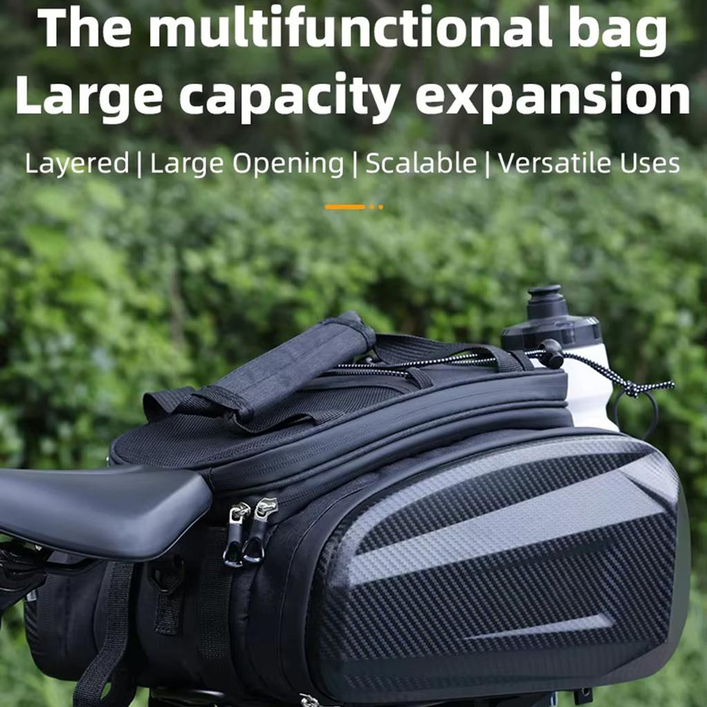 Bike Rack Bag Large Capacity Bike Seat Bag Expandable Multi Layer Design Easy Access Practical Storage Cycling Gear