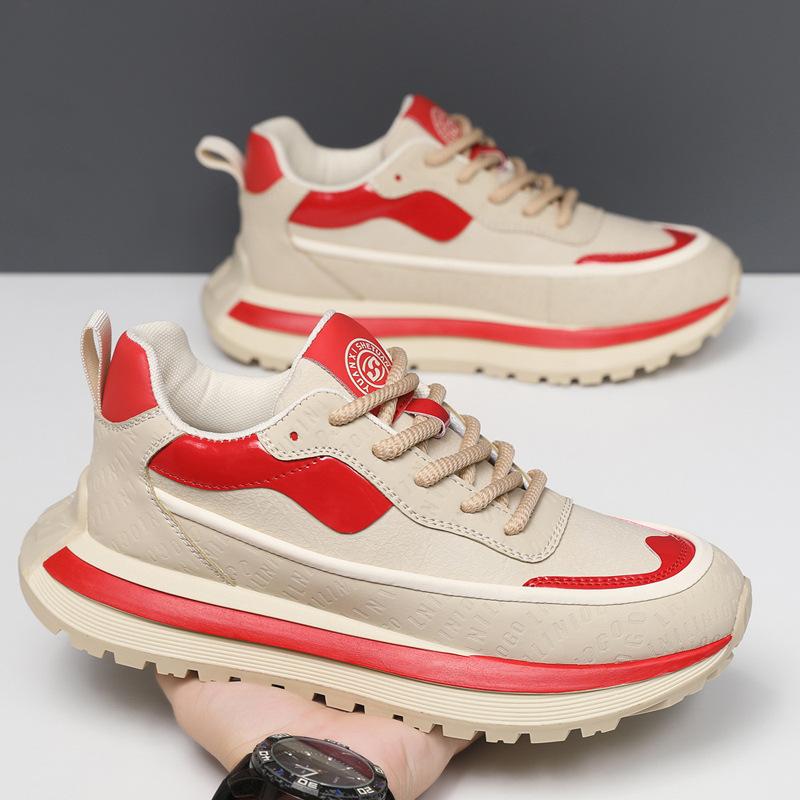 Men's Spring and Autumn Low Top Trendy Versatile Thick Soled Sports Shoes Lace Up Anti Slip High Quality Casual Shoes Tenis 2025